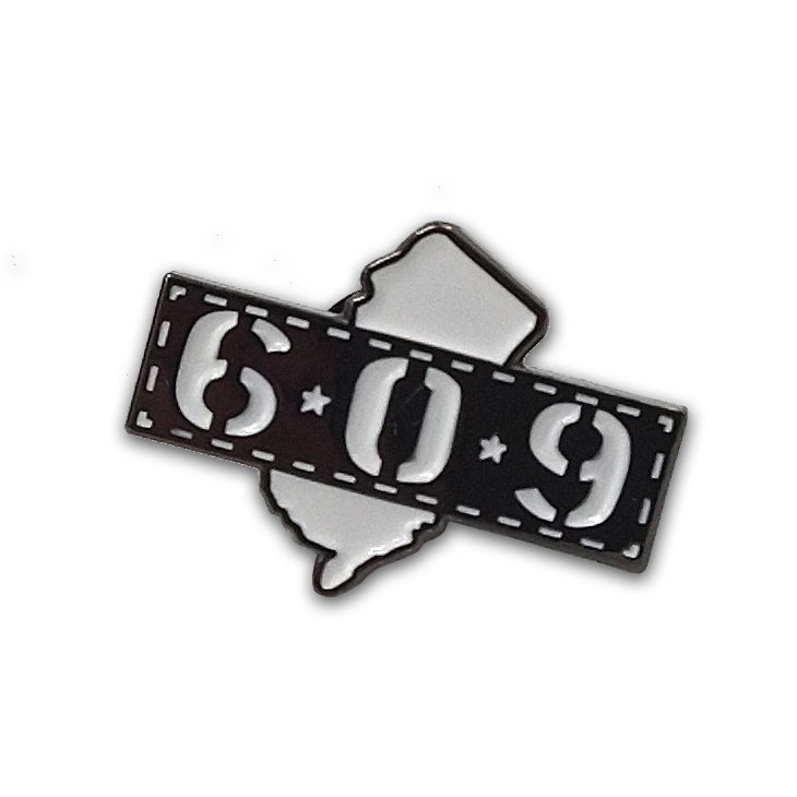 609 Area Code Stamp Enamel Pin - Shady Front