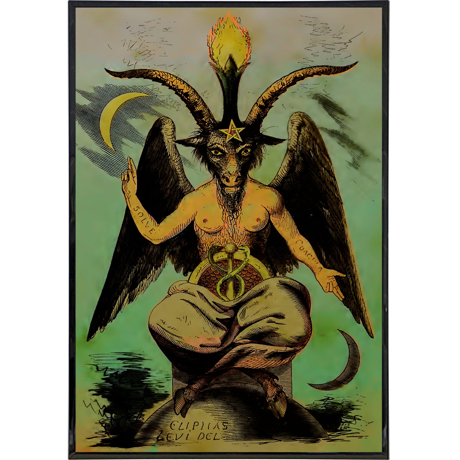 Baphomet Colorized Illustration Print - Shady Front