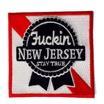 Blue Ribbon F'n Jersey Embroidered Patch - Shady Front / Wholesale Prints, Patches, Buttons, Greetings Cards, New Jersey Apparel, Stickers, Accessories
