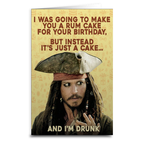 Jack Sparrow "Rum Cake" Birthday Card