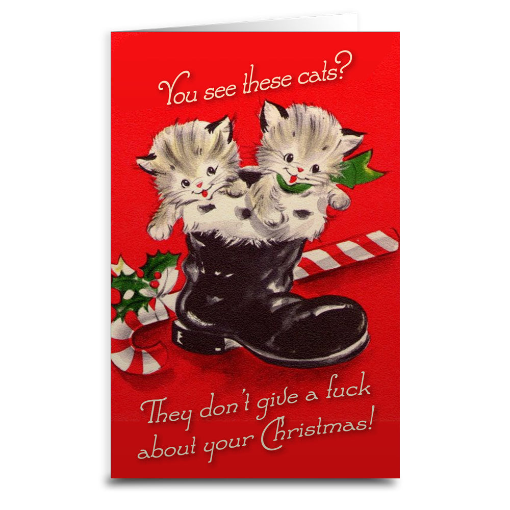 Cats Don't Care About Christmas Greeting Card - Shady Front