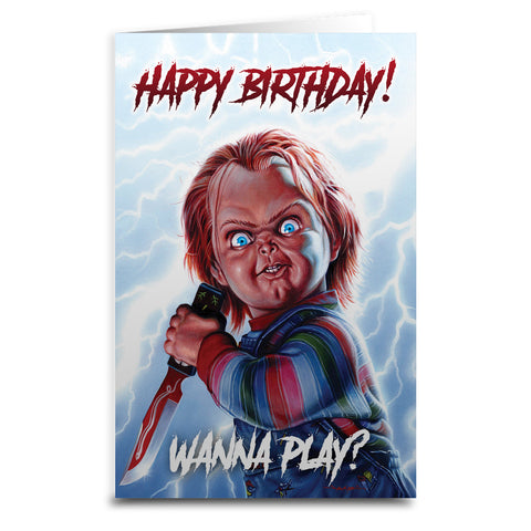Chucky "Wanna Play" Birthday Card