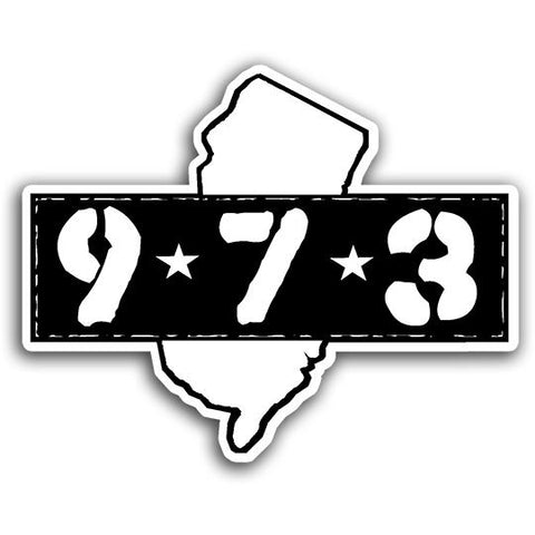 Area Code 973 Sticker - Shady Front / Wholesale Prints, Patches, Buttons, Greetings Cards, New Jersey Apparel, Stickers, Accessories