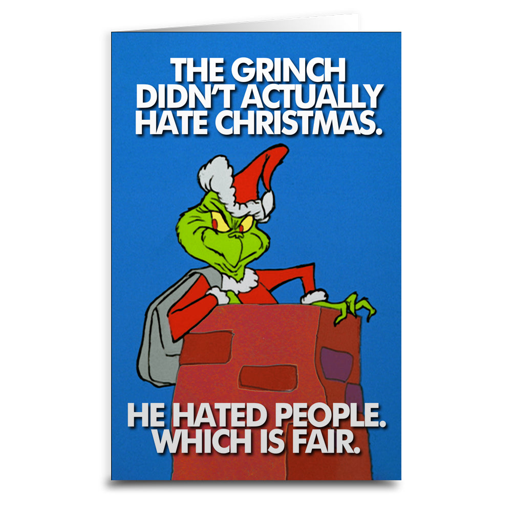 He Didn't Actually Hate Christmas Greeting Card - Shady Front