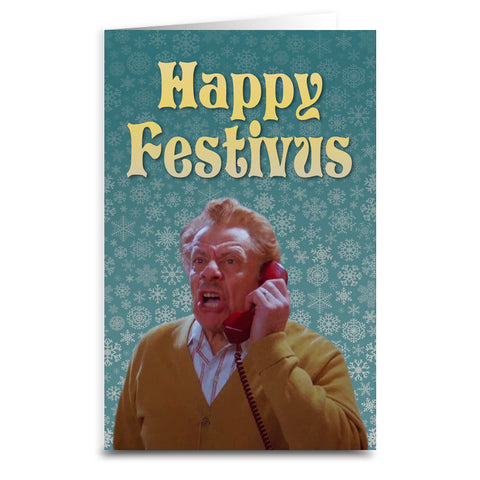 Happy Festivus Card - Shady Front / Wholesale Prints, Patches, Buttons, Greetings Cards, New Jersey Apparel, Stickers, Accessories