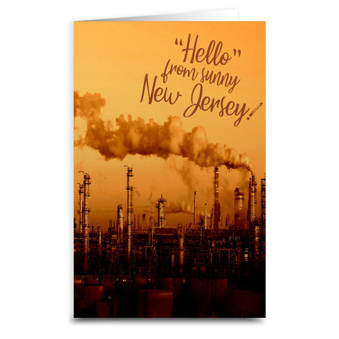 Hello from Sunny New Jersey Card - Shady Front / Wholesale Prints, Patches, Buttons, Greetings Cards, New Jersey Apparel, Stickers, Accessories
