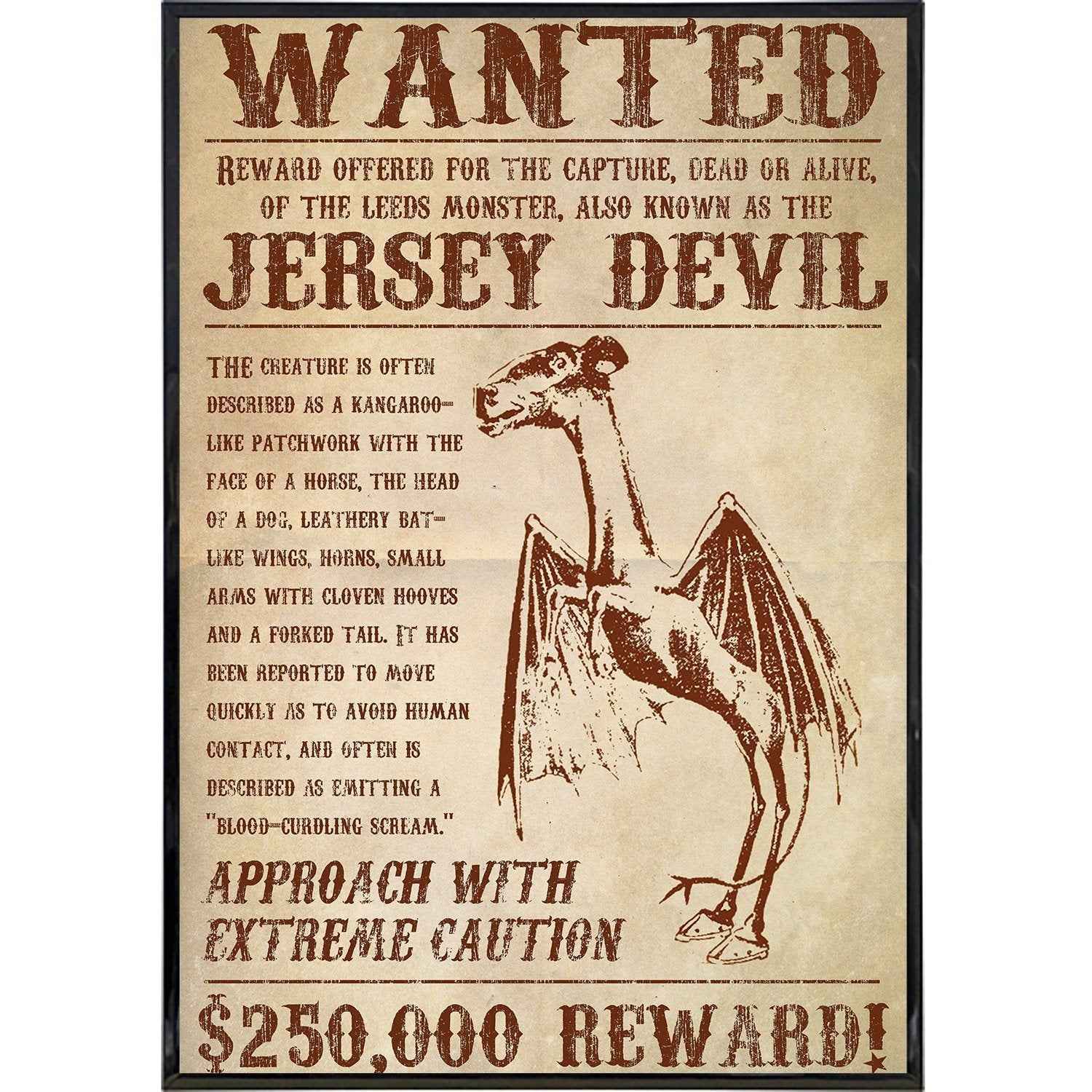 Jersey Devil Wanted Poster Print