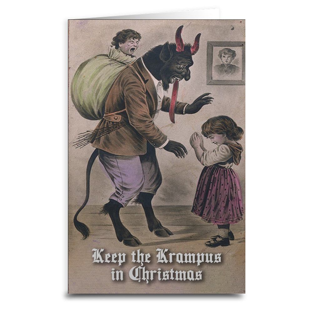 Keep the Krampus in Christmas Greeting Card - Shady Front
