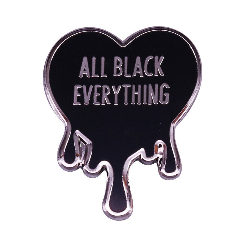 All Black Everything Heart Enamel Pin - Shady Front