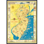 Vintage New Jersey Icon Map Print
