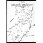 New Jersey Prison Association Travel Map Print - Shady Front / Wholesale Prints, Patches, Buttons, Greetings Cards, New Jersey Apparel, Stickers, Accessories