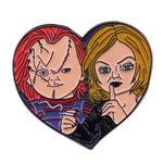 Chucky and Tiffany Heart Enamel Pin