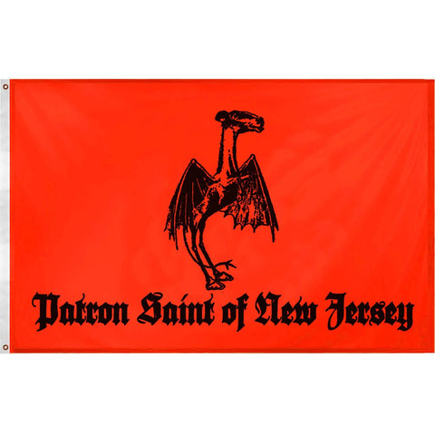 Jersey Devil Patron Saint Flag - Shady Front / Wholesale Prints, Patches, Buttons, Greetings Cards, New Jersey Apparel, Stickers, Accessories