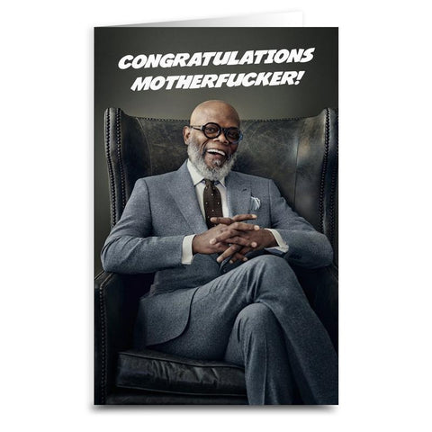 Samuel Jackson "Congratulations" Card - Shady Front / Wholesale Prints, Patches, Buttons, Greetings Cards, New Jersey Apparel, Stickers, Accessories