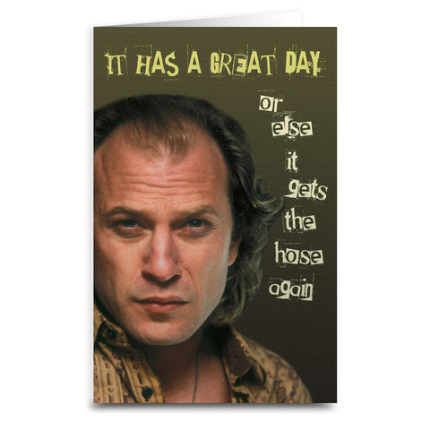 Silence of the Lambs "Gets the Hose" Card - Shady Front / Wholesale Prints, Patches, Buttons, Greetings Cards, New Jersey Apparel, Stickers, Accessories
