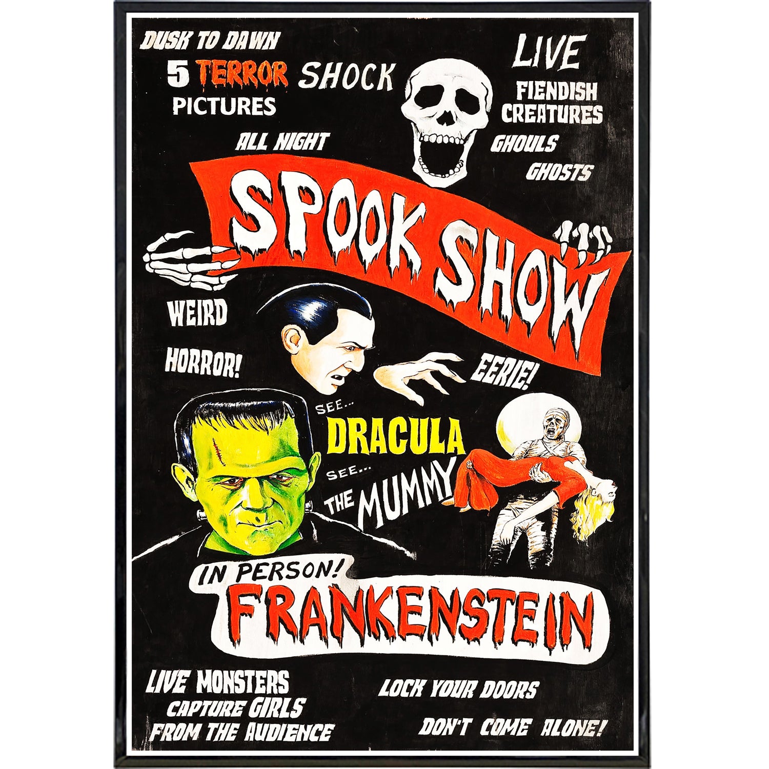 Frankenstein "Spook Show" Poster Print - Shady Front
