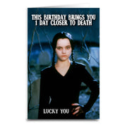 Wednesday Addams Birthday Greeting Card - Shady Front