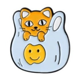 Cat in a Bag Enamel Pin - Shady Front